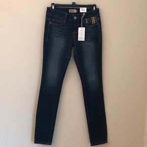 So jeans size 3 junior dark wash beaded low rise skinny denim boho hippie grunge